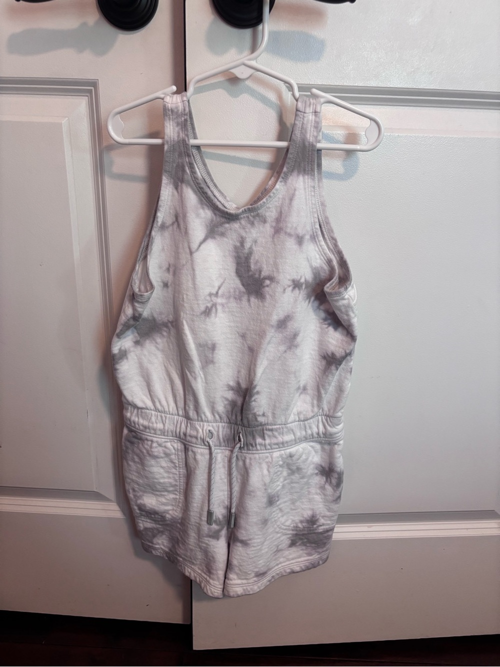 Athleta Girls Light Gray Tie-Dye Tank Romper